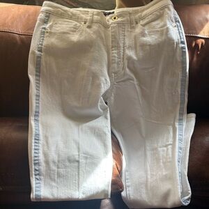 Hilfiger Chic White Trousers with Blue Side Stripes